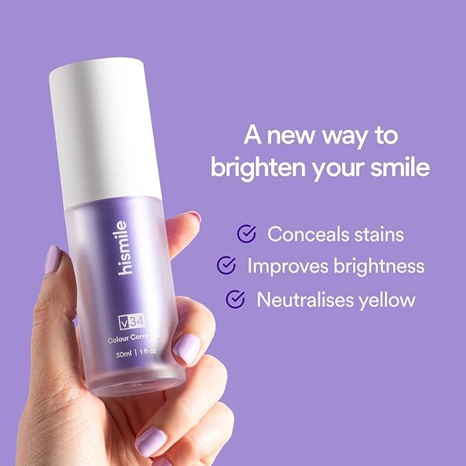 Hismile v34 Colour Corrector, Purple Teeth Whitening, Tooth Stain Removal, Teeth Whitening Booster